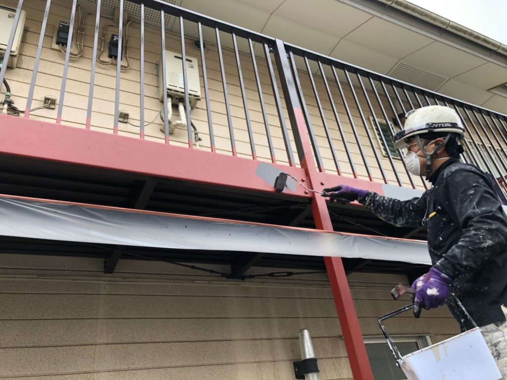 アパート鉄部階段塗装工事｜施工写真11