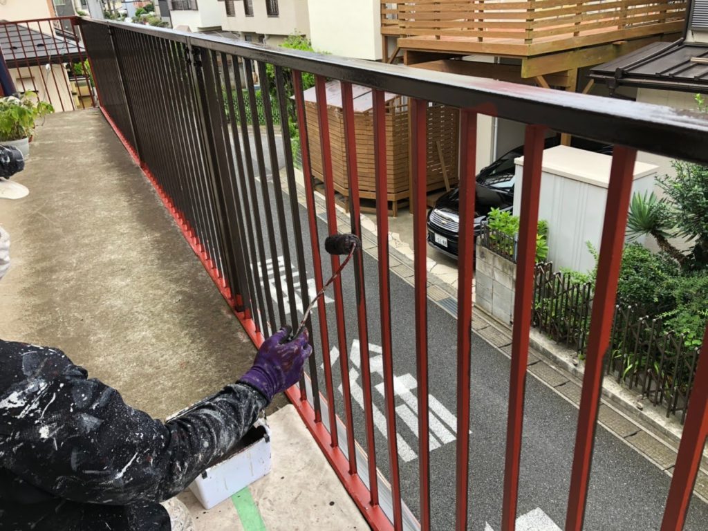 アパート鉄部階段塗装工事｜施工写真12