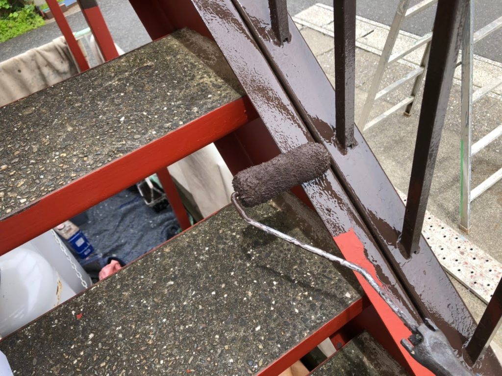 アパート鉄部階段塗装工事｜施工写真13